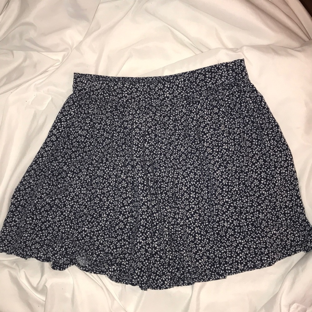 navy blue floral miniskirt